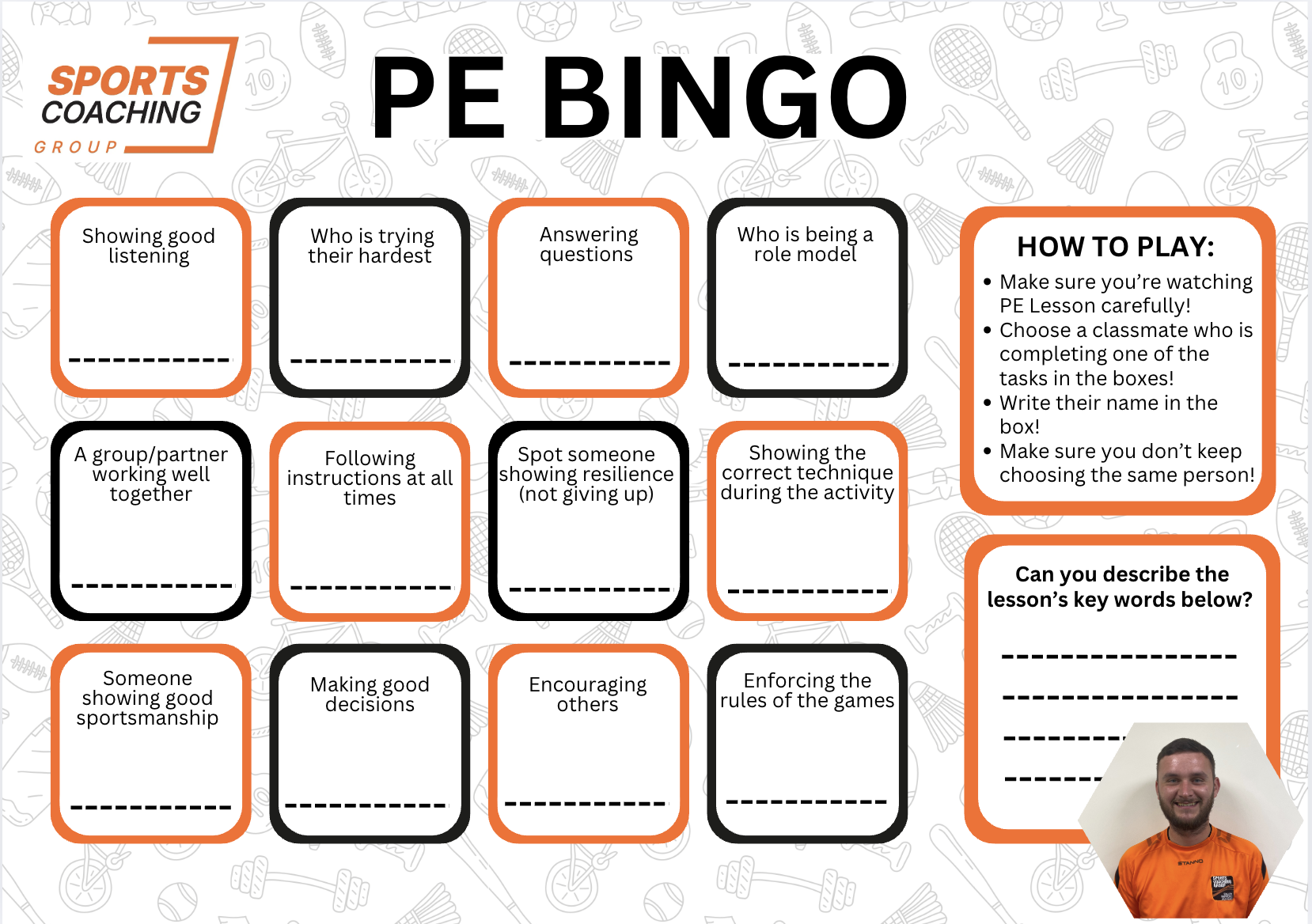 Sports Coaching Group's PE bingo