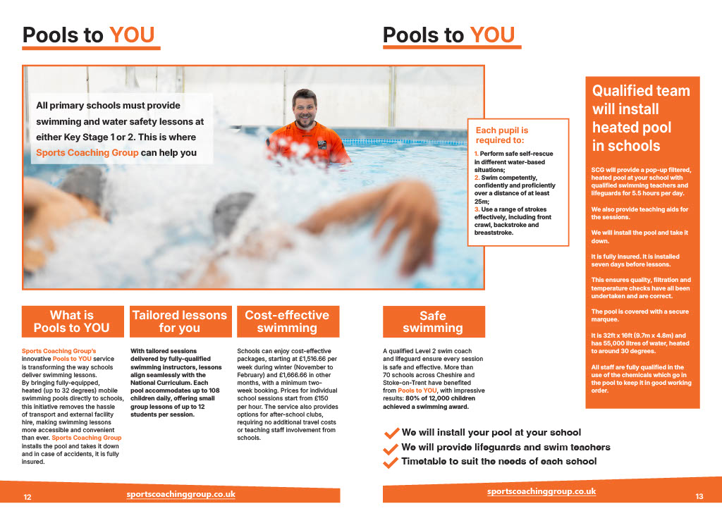 Sports Coaching Group is offering schools 25% off its Pools to You scheme. 