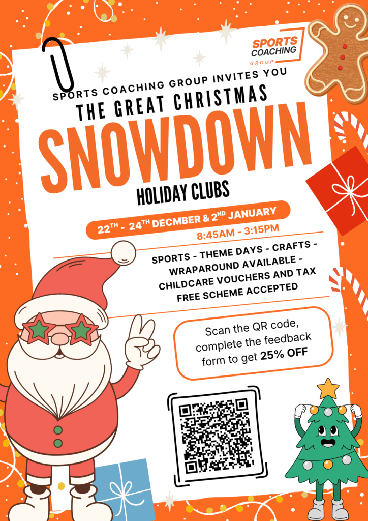 Sports Coaching Group is offering 25% off Christmas holidays clubs if parents and carers fill in a questonnaire.
