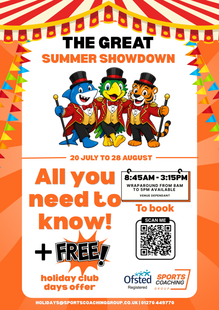 summer holiday camps 2026 at Sp[orts coaching Group includes a free holiday club day offer