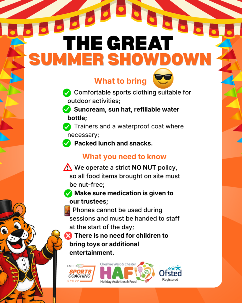 Advice for parents with children attending Sports Coaching Group's summer holiday camps